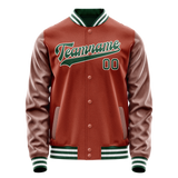 Custom Texas-Orange Kelly-Green Solid Color Varsity Letterman Jacket