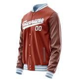 Custom Texas-Orange White Solid Color Varsity Letterman Jacket