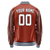 Custom Texas-Orange White Solid Color Varsity Letterman Jacket