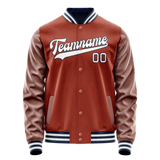 Custom Texas-Orange White Solid Color Varsity Letterman Jacket