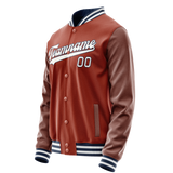 Custom Texas-Orange White Solid Color Varsity Letterman Jacket