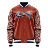 Custom Texas-Orange Navy Solid Color Varsity Letterman Jacket