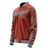 Custom Texas-Orange Navy Solid Color Varsity Letterman Jacket