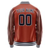 Custom Texas-Orange Navy Solid Color Varsity Letterman Jacket
