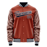 Custom Texas-Orange Navy Solid Color Varsity Letterman Jacket
