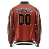 Custom Texas-Orange Black Solid Color Varsity Letterman Jacket
