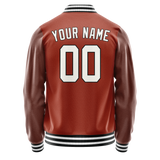 Custom Texas-Orange White Solid Color Varsity Letterman Jacket