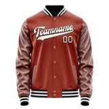 Custom Texas-Orange White Solid Color Varsity Letterman Jacket