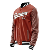 Custom Texas-Orange White Solid Color Varsity Letterman Jacket