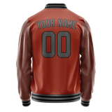 Custom Texas-Orange Gray Solid Color Varsity Letterman Jacket