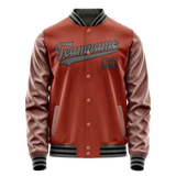 Custom Texas-Orange Gray Solid Color Varsity Letterman Jacket