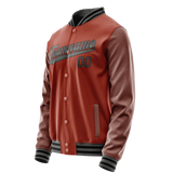 Custom Texas-Orange Gray Solid Color Varsity Letterman Jacket