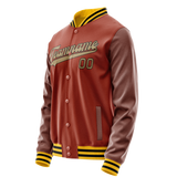 Custom Texas-Orange Old-Gold Solid Color Varsity Letterman Jacket