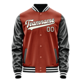 Custom Texas-Orange Black Solid Color Varsity Letterman Jacket