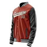 Custom Texas-Orange Black Solid Color Varsity Letterman Jacket
