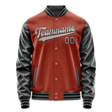 Custom Texas-Orange Black Solid Color Varsity Letterman Jacket