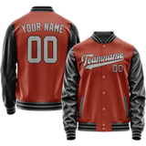 Custom Texas-Orange Black Solid Color Varsity Letterman Jacket