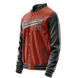 Custom Texas-Orange Black Solid Color Varsity Letterman Jacket