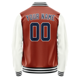 Custom Texas-Orange White Solid Color Varsity Letterman Jacket