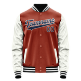 Custom Texas-Orange White Solid Color Varsity Letterman Jacket