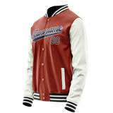 Custom Texas-Orange White Solid Color Varsity Letterman Jacket