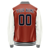 Custom Texas-Orange White Solid Color Varsity Letterman Jacket