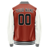 Custom Texas-Orange White Solid Color Varsity Letterman Jacket