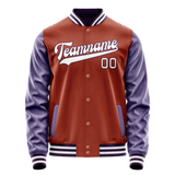 Custom Texas-Orange Purple Solid Color Varsity Letterman Jacket