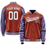 Custom Texas-Orange Purple Solid Color Varsity Letterman Jacket