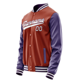 Custom Texas-Orange Purple Solid Color Varsity Letterman Jacket