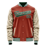 Custom Texas-Orange Cream Solid Color Varsity Letterman Jacket
