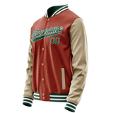 Custom Texas-Orange Cream Solid Color Varsity Letterman Jacket