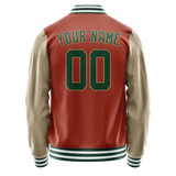 Custom Texas-Orange Cream Solid Color Varsity Letterman Jacket