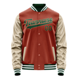 Custom Texas-Orange Cream Solid Color Varsity Letterman Jacket