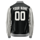 Custom Black Gray Solid Color Varsity Letterman Jacket