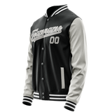 Custom Black Gray Solid Color Varsity Letterman Jacket