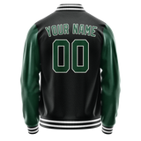 Custom Black Kelly-Green Solid Color Varsity Letterman Jacket
