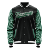 Custom Black Kelly-Green Solid Color Varsity Letterman Jacket