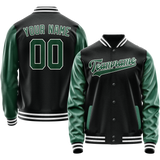 Custom Black Kelly-Green Solid Color Varsity Letterman Jacket