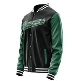 Custom Black Kelly-Green Solid Color Varsity Letterman Jacket