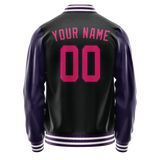 Custom Black Purple Solid Color Varsity Letterman Jacket
