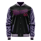 Custom Black Purple Solid Color Varsity Letterman Jacket