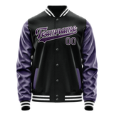 Custom Black Purple Solid Color Varsity Letterman Jacket