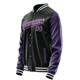 Custom Black Purple Solid Color Varsity Letterman Jacket
