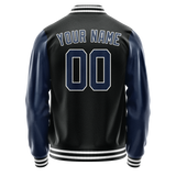 Custom Black Royal Solid Color Varsity Letterman Jacket