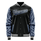 Custom Black Royal Solid Color Varsity Letterman Jacket