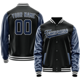 Custom Black Royal Solid Color Varsity Letterman Jacket