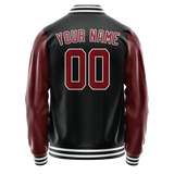 Custom Black Texas-Orange Solid Color Varsity Letterman Jacket