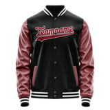 Custom Black Texas-Orange Solid Color Varsity Letterman Jacket