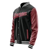 Custom Black Texas-Orange Solid Color Varsity Letterman Jacket